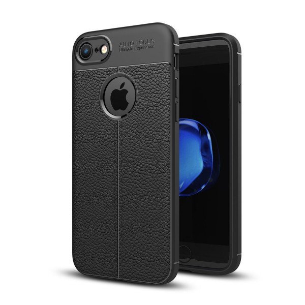 Wholesale iPhone 8 / iPhone 7 TPU Leather Armor Hybrid Case (Black)